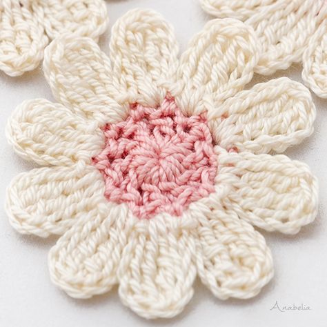 Crochet flower 3_2020 free pattern, Anabelia Craft Design Crochet Daisy Flower, Crochet Rose Pattern, Crochet Snowflake Pattern, Crochet Flowers Easy, Crocheted Flower, Crochet Flowers Free Pattern, Crochet Daisy, Crochet Fashion Patterns, Crochet Flower Tutorial