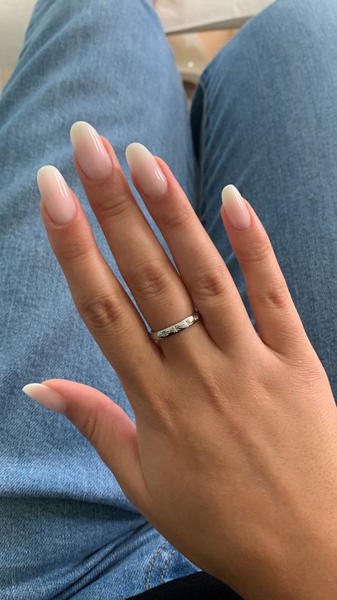 Round Long Nails, Round Nails Long, Rounded Nails Long, Long Round Nails, Rubber Nails, Pale Nails, Casual Nails, Blush Nails, Almond Acrylic Nails