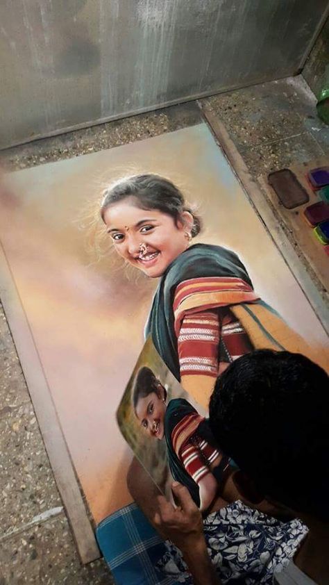 Embedded image permalink Realistic Rangoli, Rangoli Portrait, Rangoli Painting, Distortion Art, Rajasthani Painting, Environment Painting, Indian Women Painting, Human Figure Sketches, Caricature Sketch