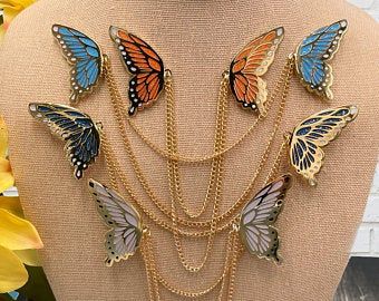 Klamath Falls, Cosplay Jewelry, Wing Collar, Butterfly Style, Collar Pins, Small Jewelry Box, Hard Enamel Pin, Monarch Butterfly, Small Jewelry