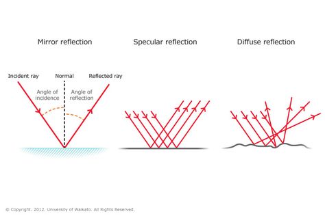 Types of reflection — Science Learning Hub Waves Science, Specular Reflection, Reflection Of Light, Diffuse Reflection, Science Anchor Charts, Physics Lessons, Learn Physics, Light Science, Science Learning