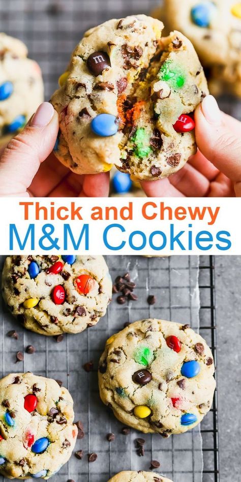 Soft and chewy M&M Cookies are a classic recipe that deserves a place in every recipe box. Check out my tips and adaptations in the post below. Mnm Cookies Recipe, Best M&m Cookie Recipe, Mnm Cookies, M M Cookies, Soft Cookie, Chewy Cookie, Cannoli, Cookies Recipes Chocolate Chip, Cookie Monster