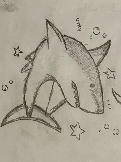 Sea Animals Drawing, Shark Drawing, Cute Sketches, Art Tools Drawing, Easy Doodles Drawings, Easy Drawings Sketches, Cute Doodles Drawings, Sea Animal, Cute Doodle Art