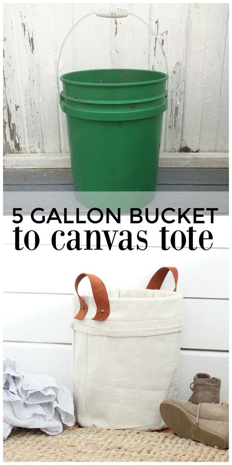 DIY Canvas Tote Using a Five Gallon Bucket and Drop Cloth - Farmhouse on Boone Drop Cloth Projects, Five Gallon Bucket, Bucket Ideas, Drop Cloth Curtains, Deco Boheme, Drop Cloth, Sewing Projects For Beginners, Tutorial Diy, Diy Canvas