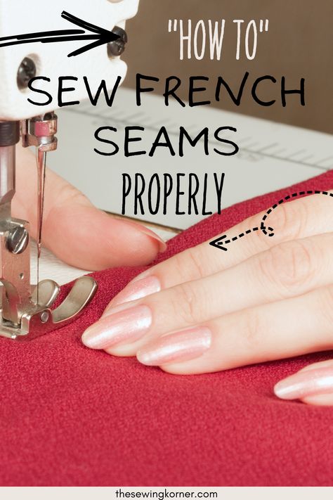 Remember, learning how to sew French seams can be a bit tricky and ideally, you’ll want to practice on some scrap fabric before creating one of these seams on an actual article of clothing. Sewing Seams, Sewing Alterations, Silk Chiffon Fabric, Sewing School, Scrap Fabric, Leftover Fabric, Easy Sewing Patterns, Sewing Lessons, French Seam