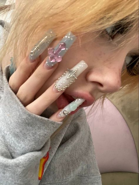 A Woman, Nail Polish, Blonde, Nails, Hair, Silver, Pink