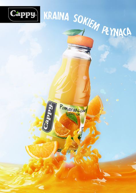 https://www.behance.net/gallery/35152829/Cappy-Orange-Juice-Advert Juice Poster Design, Juice Poster, Juice Ad, Mango Drinks, Beverage Poster, Juice Packaging, Publicidad Creativa, Food Graphic Design, Food Poster Design