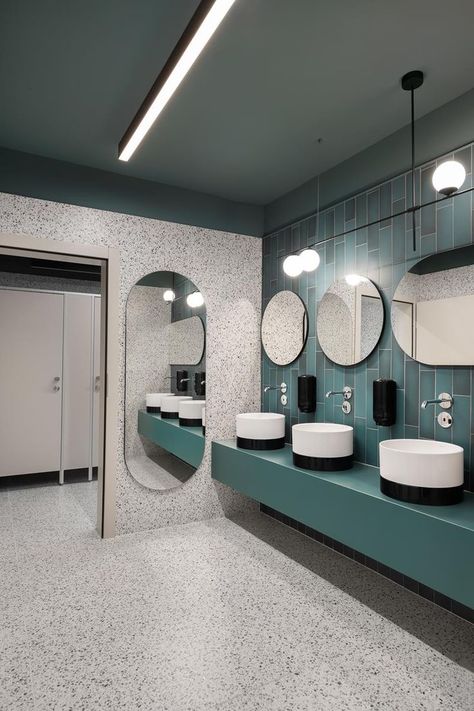 Public Restroom Design, School Restroom, Commercial Toilet, Toilette Design, Lavabo Design, Wc Design, Restroom Design, Pop Ceiling Design, Public Bathrooms