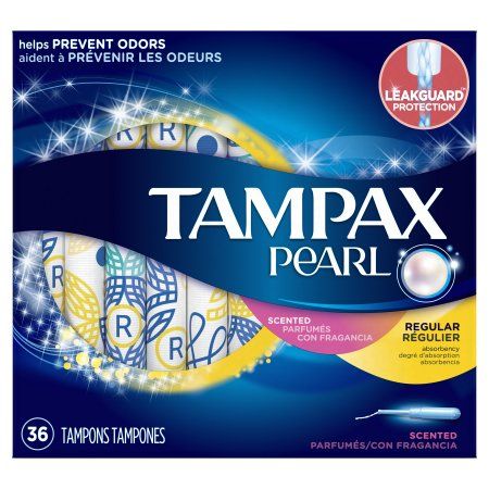 Buy Tampax Pearl Regular Plastic Tampons, Scented, 36 Ct at Walmart.com Tampax Pearl, Menstrual Pads, Panty Liner, Sanitary Pads, Feminine Hygiene, Alcohol Free, Body Shape, Tampon, Rounded Corners