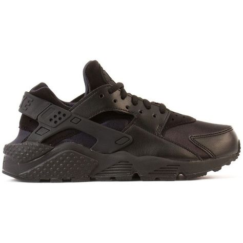 Nike Huarache Run Sneakers ($141) ❤ liked on Polyvore featuring shoes, black, round cap, kohl shoes, lace up shoes, black shoes and nike Nike Shoes Huarache, Black Lace Shoes, Black Huarache, Black And White Trainers, Nike Classic Cortez, Nike Shoes Outfits, Nike Waffle, Huarache Run, Black Shoes Women