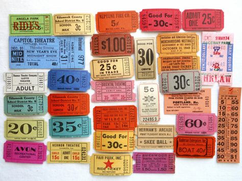 Huge Vintage Ticket Assortment with Over 25 by LisasCraftShoppe, $7.50 Vintage Raffle Tickets, Vintage Tickets, Fair Tickets, Circus Carnival Party, Vintage Ticket, Carnival Wedding, Carnival Themed Party, Harvest Party, Bingo Card