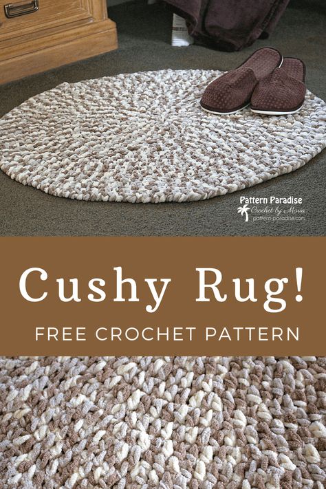 Free Crochet Pattern: Cushy Rug | Pattern Paradise Cushy Rug, Crochet Rug Patterns Free, Rug Crochet, Crochet Rag Rug, Crochet Rug Patterns, Bernat Blanket Yarn, Stil Boho, Crochet Home Decor, A Rug