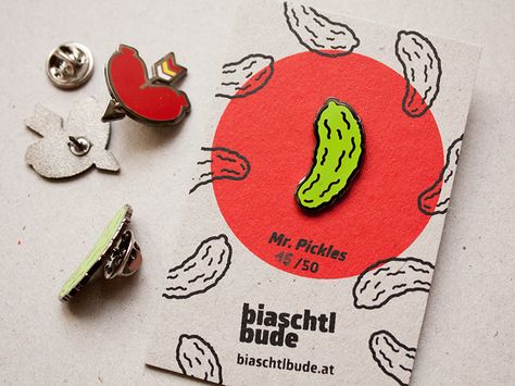 Mr. Pickles Enamel Pin by Dominic Reiterer #Design Popular #Dribbble #shots Mr Pickles, Branded Pins, Pin Card, Enamel Pin Collection, Merch Ideas, Jacket Pins, Pin Enamel, Web Graphic Design, Enamel Lapel Pin