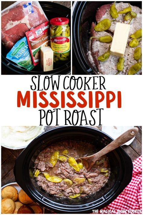 Slow Cooker Mississippi Pot Roast, Crockpot Roast Recipes, Pot Roast Crock Pot Recipes, Magical Slow Cooker, Mississippi Pot, Roast Beef Sandwich, The Magical Slow Cooker, Unique Recipe, Pepperocini Recipes