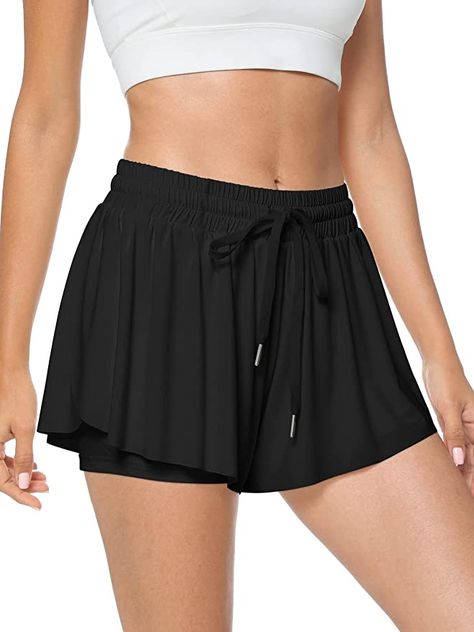 Shorts For Summer, Shorts Skirt, Flowy Shorts, Women Sports, Running Sports, Summer Black, Joggers Womens, Designer Shorts, Summer Skirts