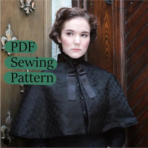 Victorian Capelet sewing pattern PRINTABLE PDF - Etsy UK Capelet Pattern Sewing, Victorian Capelet, Bernadette Banner, No Sew Cape, Medieval Things, Victorian Cape, Capelet Pattern, Cape Pattern, Pattern Printable