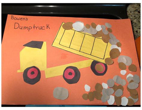 Dump Truck Art Preschool, Preschool Vehicle Crafts, Construction Vehicle Crafts Preschool, Construction Truck Craft, Dump Truck Craft For Preschool, Truck Crafts Preschool, Letter D Preschool Craft, Construction Worker Craft, Construction Art Preschool