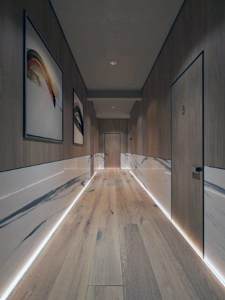 Top 60 Best Hallway Lighting Ideas - Interior Light Fixtures Vstupná Hala, Hotel Bedroom Design, Cheap Beach Decor, Interior Light Fixtures, Hotel Corridor, Hotel Hallway, Corridor Design, Corridor Lighting, Hotel Room Design