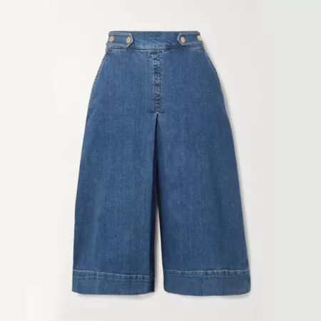 Denim Cullotes Outfit, Denim Cullotes, History Of Jeans, Denim Culottes, Denim Projects, Cropped Wide Leg Jeans, Vanessa Bruno, Classic Jeans, Designer Jeans