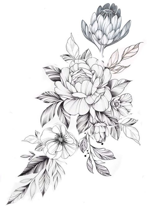 Black And White Roses | Pencil Drawings Of Flowers, Rose Fall Floral Tattoo Ideas, Flower Drawings For Tattoos, Floral Thigh Tattoos, Flower Tattoo Drawings, Men Tattoos, Small Flower Tattoos, Drawing Eyes, Inspiration Tattoos, Flower Tattoo Sleeve