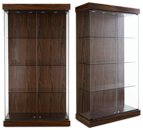 Curio Cabinets with Glass Fronts Trophy Cabinets, Trophy Display Case, Glass Trophy, Walnut Laminate, Glass Display Shelves, Trade Show Flooring, Souvenir Display, Wall Display Cabinet, Trophy Display