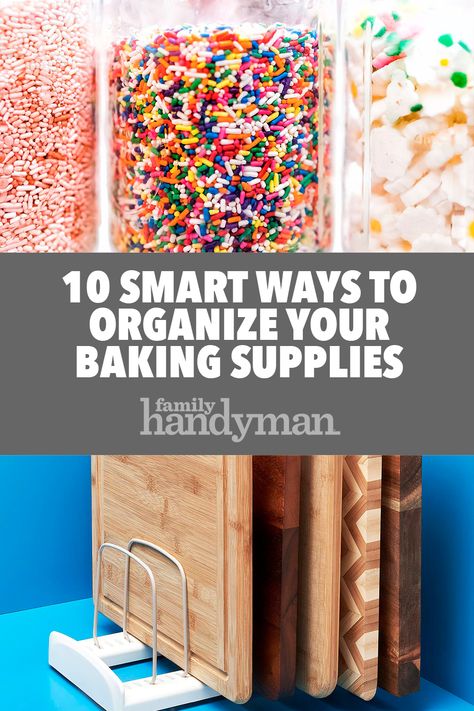 How To Organize Baking Sprinkles, How To Organize Cake Decorating Supplies, Storage For Cake Decorating Supplies, Cake Tools Organization, Organize Cake Decorating Supplies, Sprinkles Storage Ideas, Sprinkle Storage Ideas, Cake Pan Organization, How To Store Baking Supplies