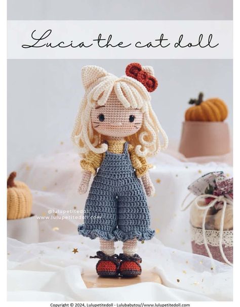 lucia the cat doll Vk Crochet Pattern, Crochet Cat Doll, Crochet Mario, Crochet Doll Clothes Free Pattern, Doll Amigurumi Free Pattern, Doll Patterns Free, Crochet Doll Tutorial, Crochet Dolls Free Patterns, Pola Amigurumi