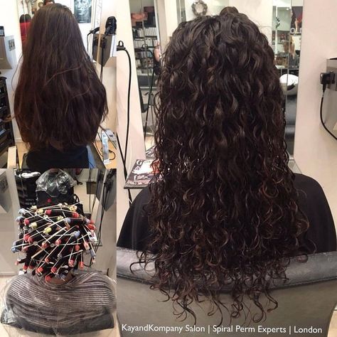 Large Spiral Perm, Loose Perm Long Hair, Long Permed Hair Before And After, Curly Perm Before And After, Long Permed Hair, Permed Hairstyle, Different Perm Curls, Spiral Perm Long Hair, Curl Perm