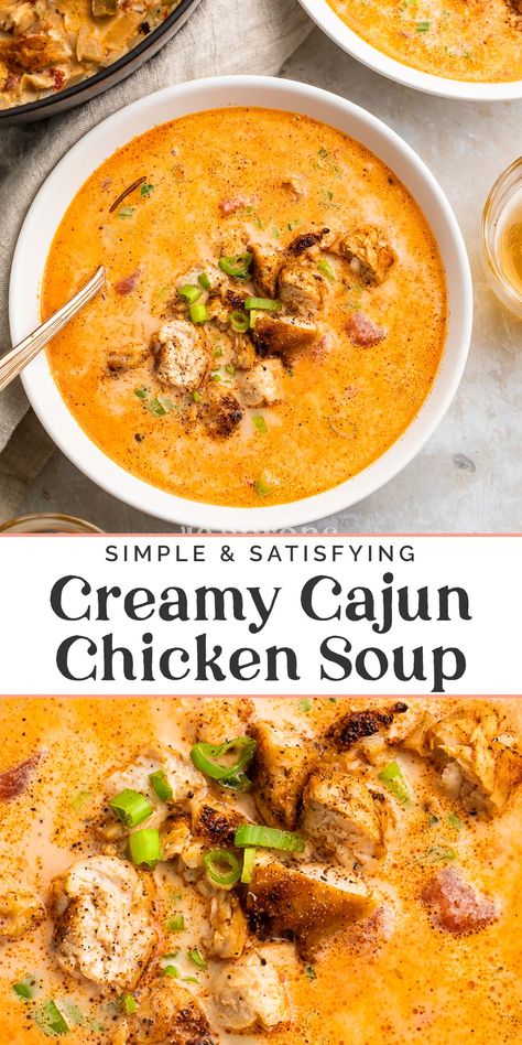 Cajun Recipes, Creamy Cajun Chicken Soup, Cajun Chicken Soup, Creamy Cajun Chicken, Chicken Soup Recipe, Soup And Stew, Cajun Chicken, Chicken Soup Recipes, Easy Soups