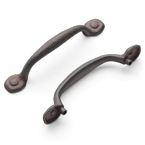 Hickory Hardware Refined Rustic 3-3/4 in. (96 mm) Rustic Iron Cabinet Pull (10-Pack) P3000-RI-10B - The Home Depot Rustic Kitchen Cabinet, Iron Cabinet Pulls, Iron Cabinet, Refined Rustic, Rustic Kitchen Cabinets, Rustic Cabinets, Iron Hardware, Decorative Knobs, Drawer Hardware