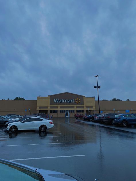 #walmart #america #hartford #parking #parkinglot #store #american #rain #winter #fall Walmart Aesthetic Pictures, Working At Walmart Aesthetic, American Neighborhood Aesthetic, Walmart Background, American Life Aesthetic, American Dream Aesthetic, Aesthetic Walmart, Walmart Aesthetic, American Suburbs