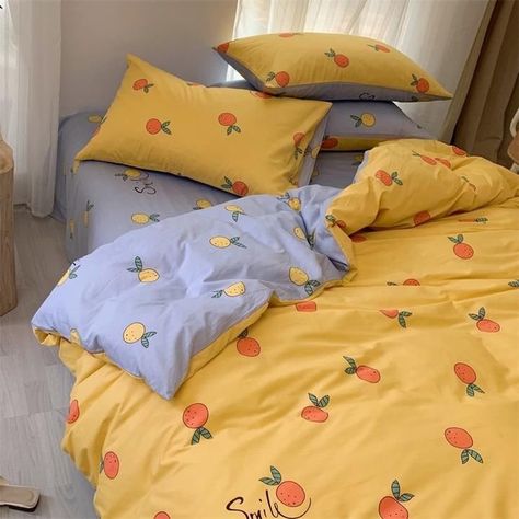 Orange Bedding, Girls Bedding Sets, Fitted Bed, Full Bedding Sets, Dekorasi Kamar Tidur, Twin Bed Sets, Fitted Bed Sheets, Quilted Duvet Cover, Girl Beds