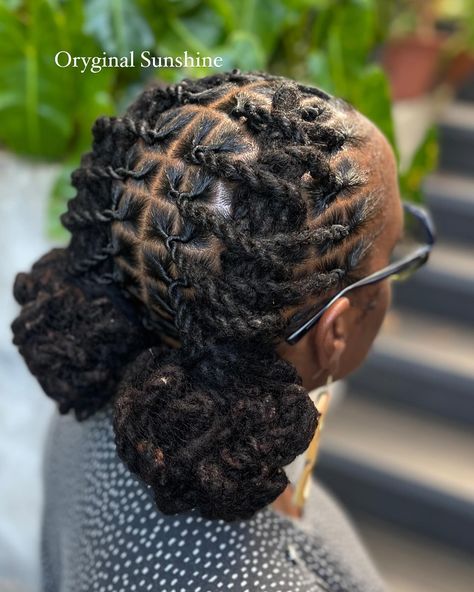 Simple Dreads Styles For Women, Natural Hair Locks Hairstyles, Loc Women Hairstyles, Woman Locs Style, 2 Ponytails With Locs, Loc Updo Styles Short Women, Braided Locs Women, Loc Styled For Women, Cute Long Loc Hairstyles