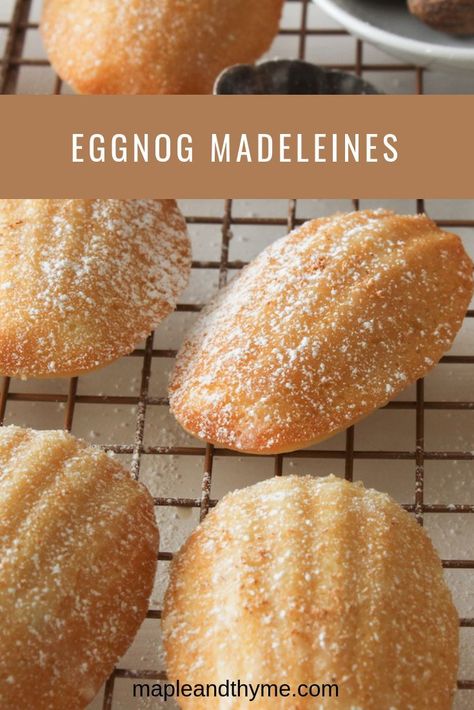 Crispy, buttery edges and perfect cake like centers. These madeleines are flavored with rum, eggnog, and freshly grated nutmeg. A perfect holiday cookie! Madeleine Recipes, Madeline Cookies Recipe, Madelines Recipe, Roll Desserts, Holiday Recipies, Madeline Cookies, Madeleine Recipe, Favorite Christmas Recipes, Madeleine Cookie