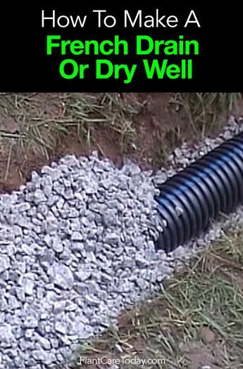 A French drain or dry well is a trench filled with rock or gravel with a perforated pipe directing surface water away from a structure [LEARN MORE] Gutter Drainage, Landscape Drainage, Backyard Drainage, Yard Drainage, French Drain, Drainage Solutions, Drain Pipe, Dry Well, Surface Water