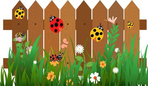 Pin by Toon Namkorn on border | Fence decor, Christmas star, Fence paint Garden Hideaway, Cartoon Pic, Cartoon Garden, Fencing Ideas, Concrete Fence, Farm Fence, Fence Art, Fence Paint, Fence Landscaping