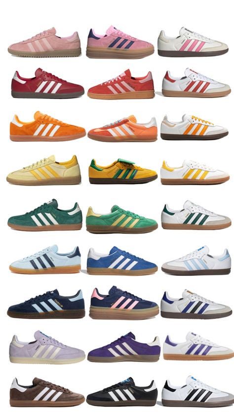 this has so many shoes in it that it honestly scares me 😭😭 sambas gazelles #adidas aesthetic colors rainbow new balance Nike dunks ASICS Reebok Colorful Shoes Outfit, Gazelles Adidas, Adidas Aesthetic, White Nike Socks, Samba Shoes, Samba Outfit, Many Shoes, Trendy Shoes Sneakers