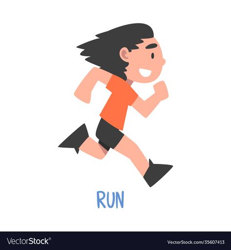 Running Cartoon, Children Education, Action Images, Boy Cartoon, The Verb, Action Verbs, Action Words, Letter R, Flash Cards