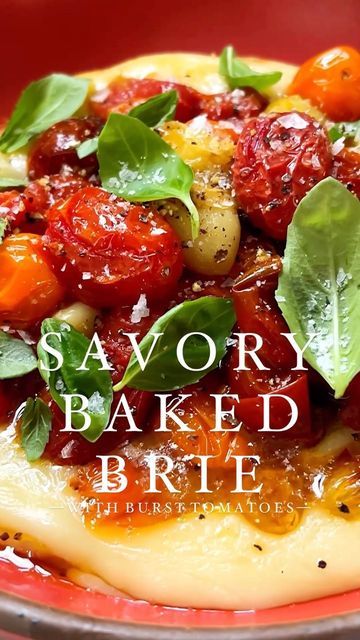 French Bread Appetizers, Savory Baked Brie, Grape Tomato Recipes, Brie Recipes Appetizers, Brie Cheese Recipes, Garlic Roast, Brie Appetizer, Pesto Cheese, Brie Recipes