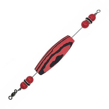 a red and black leash with two balls attached to the end, on a white background