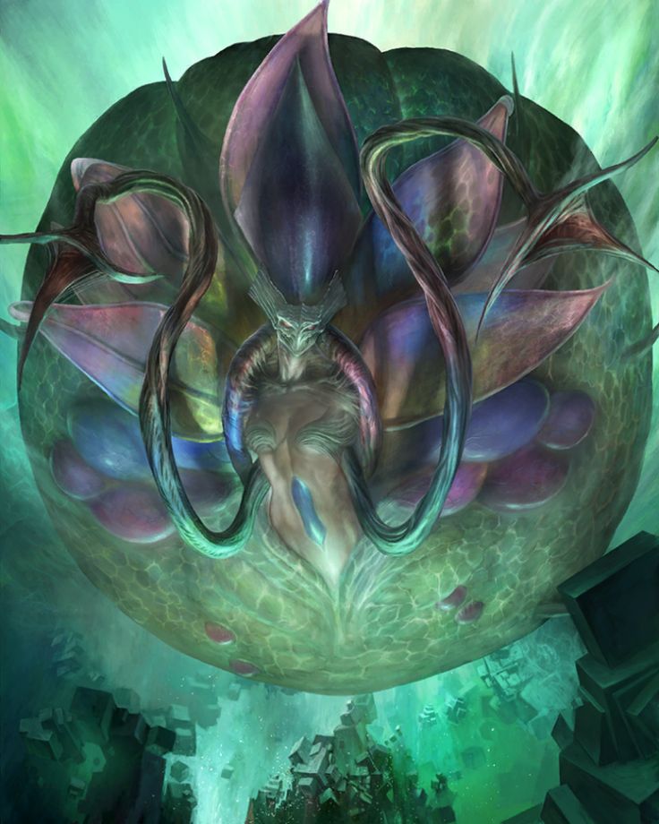 an artistic painting of a woman surrounded by tentacles