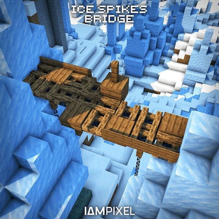 an ice - spikes bridge is shown in this minecraft video game screen graber