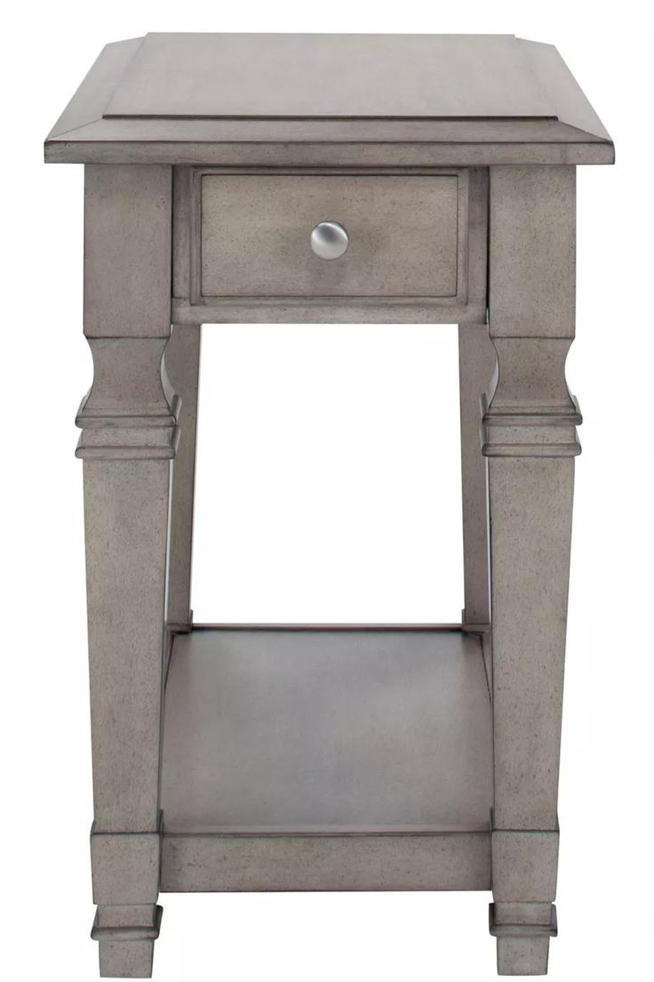 a gray nightstand table with one drawer