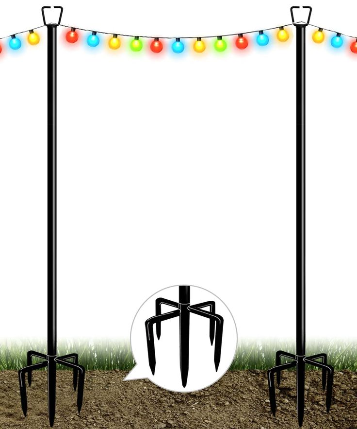 PRICES MAY VARY. ADJUSTABLE DESIGN: The backyard string lighting pole is designed with 7 heavy duty screw-in steel pipes, that can be freely adjusted in height according to individual needs. The 5-prong foot allows the outdoor poles for string lights to be securely inserted into the soil, preventing it from bending, breaking or shaking in the wind. GOOD MATERIALS: The outdoor light poles are made of corrosion-resistant durable metal and produced of black paint with powder-coated finish, which is Backyard Patio Lighting, String Light Poles, Backyard String Lights, Lights For Garden, Backyard Kids Play Area, Dream Patio, Outdoor String Lights, Light Pole, Backyard Lighting