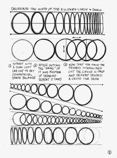 an image of different types of circles and lines in black ink on white paper with text