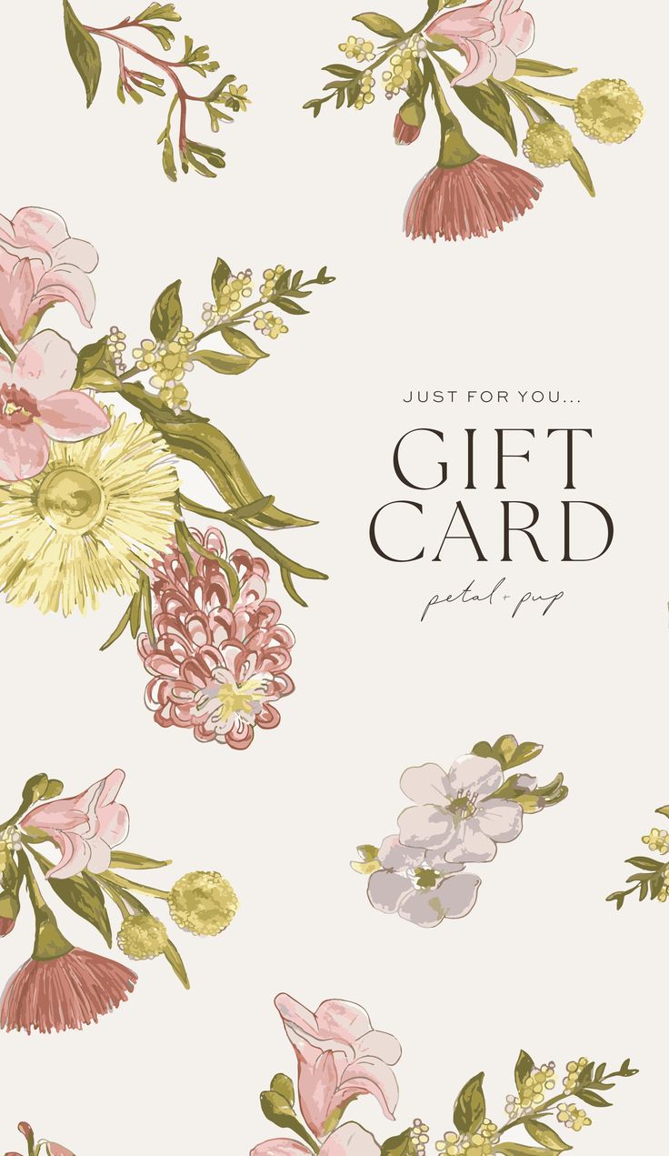 a card with flowers on it and the words, just for you gift card