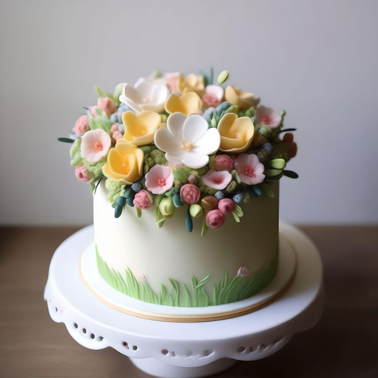 there is a cake with flowers on it