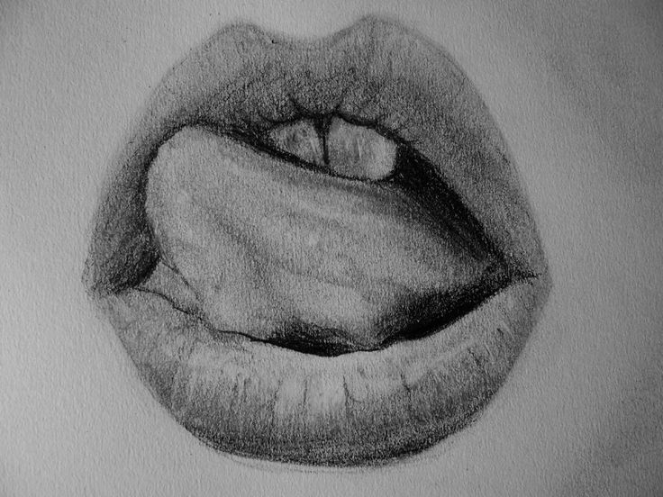 a pencil drawing of a female's lips