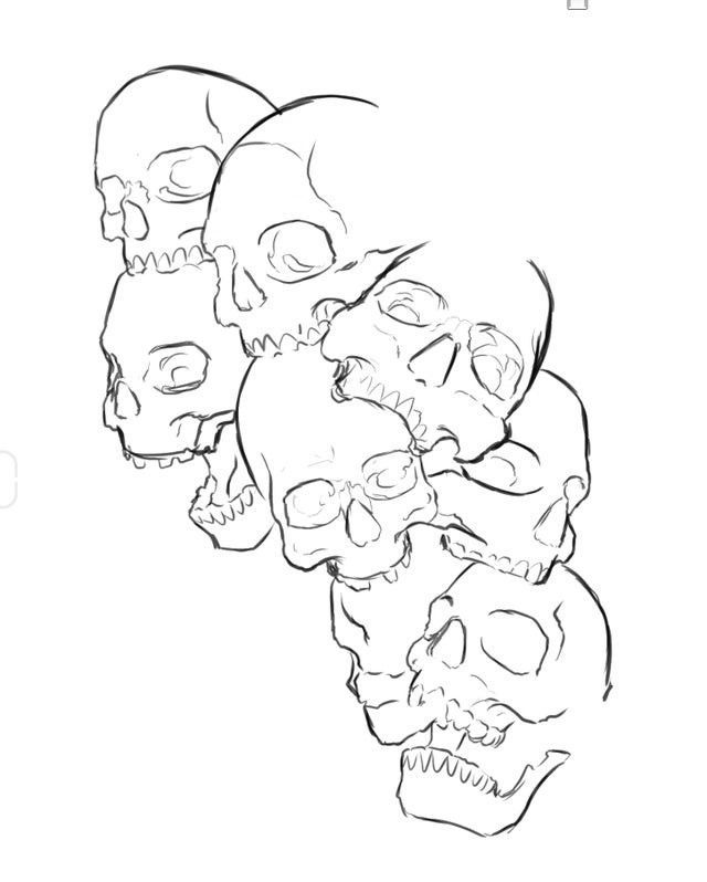 three skulls with their mouths open