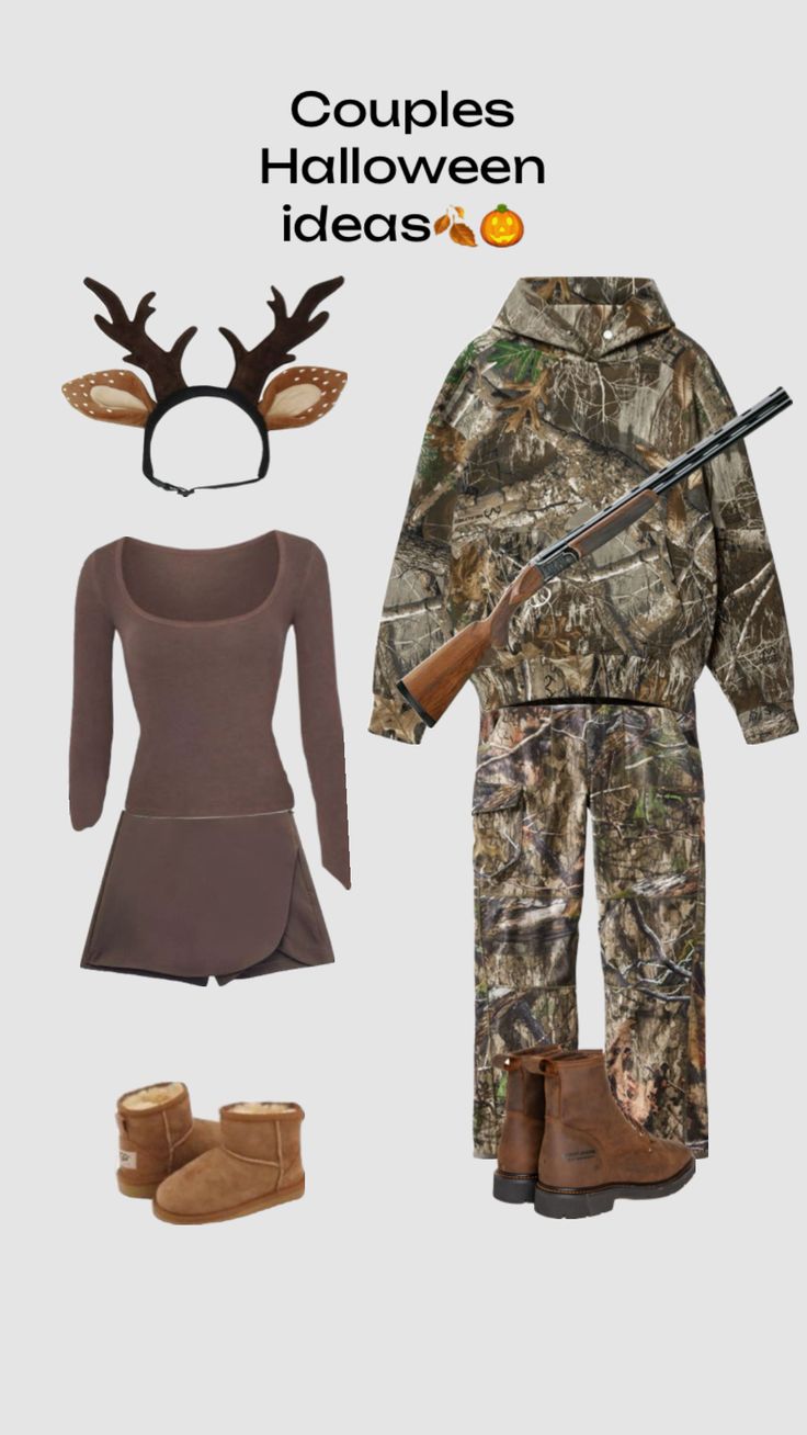 a couple of outfits with deer antlers on them